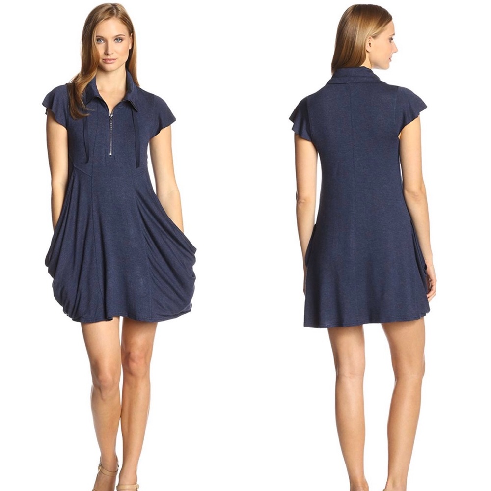 Kensie Slouch Pocket Drape French Terry Dress M